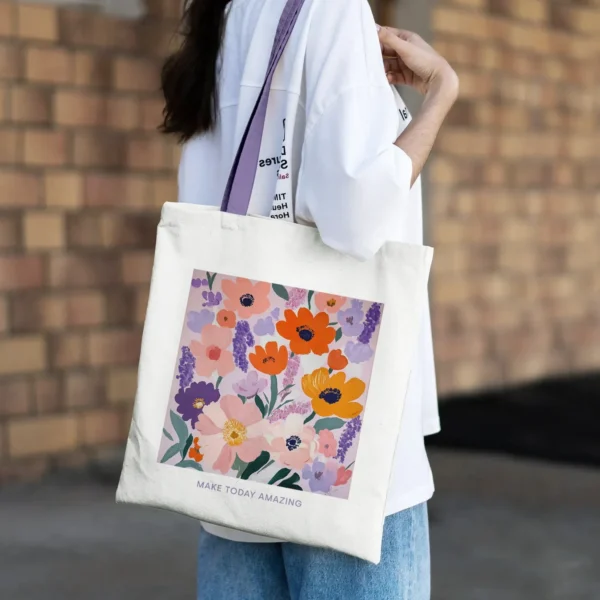 Large Capacity Canvas Shopping Bag Eco-Friendly Cotton Commuter Bag Student Tote Bag Green Protection Shoulder Bag - Image 4