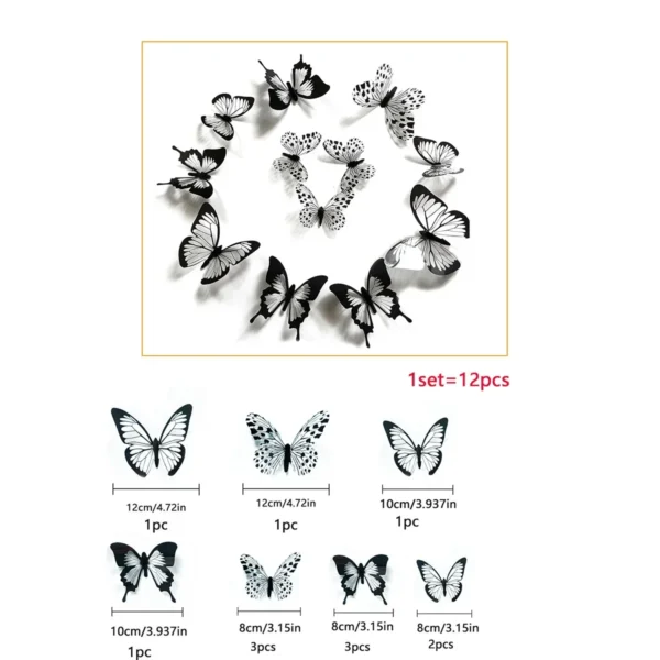Black White 3D Butterfly Wall Stickers Wedding Decoration Bedroom Living Room Home Decor Butterflies Decals Decals - Image 7