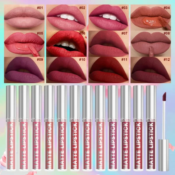 Velvet Matte Lip Glaze Easy To Color Dark Red Matte Liquid Lipstick Waterproof Lasting Moisturizing Brown Lip Gloss Cosmetic 1pc - Image 6