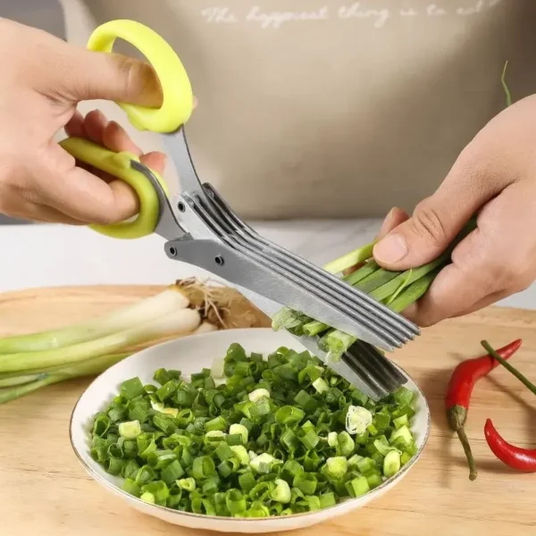 Multifunctional Muti Layers Stainless Steel Knives Kitchen Scissors Scallion Cutter Herb Laver Spices Onion Cook Cut Scissor - Image 4