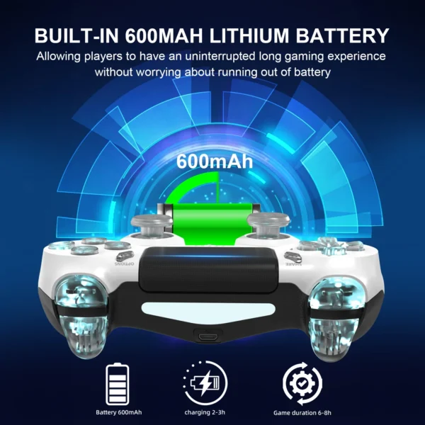 GAMINJA RGB Light Wireless Game Controller For PS4 PS3 Console Computer PC LED Bluetooth Gamepad 6-axis Gyroscope Dual Vibration - Image 4