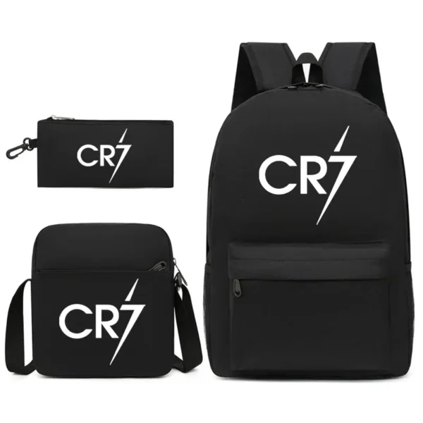 Fashionable CR7 Teenage Children's School Bag Set 3 Pieces Backpack Geometric Pattern Arc Shoulder Strap Versatile Backpack - Image 22