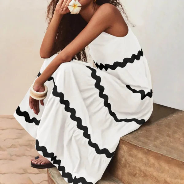 Spring Summer Hot Sale Of The Season Women's Long Sleeveless Ruffle Dress Elegant Ankle-length Floral Print Gown for Party Eveni - Image 5