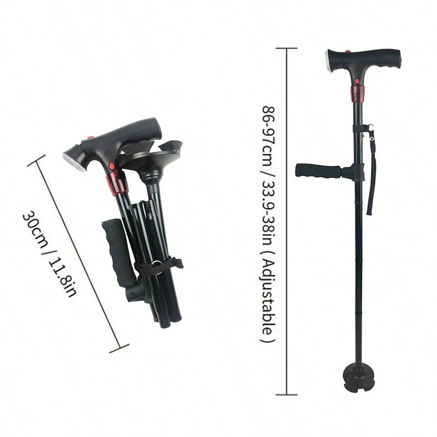 Collapsible Telescopic Folding Cane Elder Cane LED Walking Trusty Sticks Elder Crutches For Mothers The Elder Fathers With Alarm 5 Collapsible Telescopic Folding Cane Elder Cane LED Walking Trusty Sticks Elder Crutches For Mothers The Elder Fathers With Alarm - Image 5