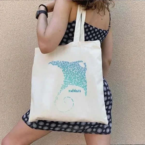Vintage Retro Summer Beach Holiday Maldives Maldivian Flag Love Heart Shopping Shoulder Canvas Tote Bag Harajuku Work Travel - Image 5