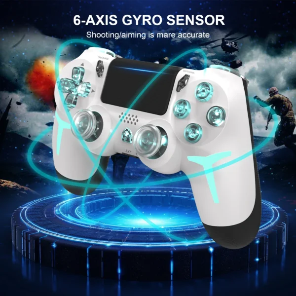 GAMINJA RGB Light Wireless Game Controller For PS4 PS3 Console Computer PC LED Bluetooth Gamepad 6-axis Gyroscope Dual Vibration - Image 5