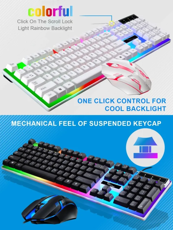 Glow Mechanical Feel Wired Keyboard and Mouse Set, ergonomic design, suitable for both gaming and office use - Image 4