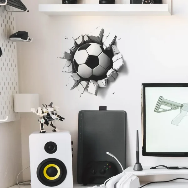 Creative Broken Wall Football Wall Stickers Kids Room Background Decor Mural Child Bedroom Home Decoration Self-adhesive Decals - Image 4