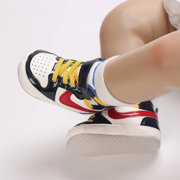 0-18M New Baby Shoes With High top Sports PU Leather Multi-color Soft Cloth Sole First Walker Casual Sports Shoes Suitable For - Image 6