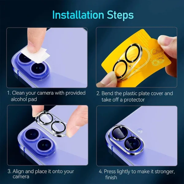 3PCS Tempered Glass Camera Lens Protectors for IPhone 17 ProMax/17 Pro/17 Air/16 Plus HD Clear Waterproof Lens Protective Films - Image 4