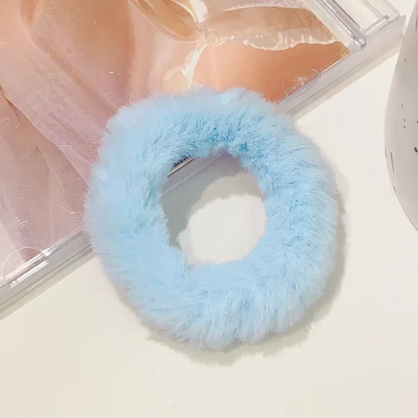 New Colorful Fluffy Hair Band For Women Girls Ponytail Holder Hair Tie Plush Scrunchie Rubber Band Fashion Hair Accessories - Image 20