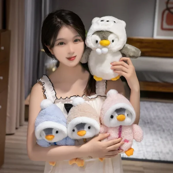 New Cute Penguin Plush Toy Baby Comforting Sleep Doll Fluffy Penguin Wearing Clothes Hats Stuffed Animal Pillow Birthday Gifts - Image 3