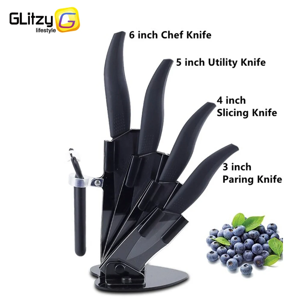 Ceramic Knives Set for Kitchen Unit 3 4 5 6 Inch Utility Fruit Slicing Peeler with Sheath Black Zirconia Blade Bread Chef Knife 11 Ceramic Knives Set for Kitchen Unit 3 4 5 6 Inch Utility Fruit Slicing Peeler with Sheath Black Zirconia Blade Bread Chef Knife - Image 11