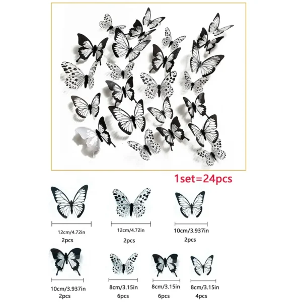 Black White 3D Butterfly Wall Stickers Wedding Decoration Bedroom Living Room Home Decor Butterflies Decals Decals - Image 6