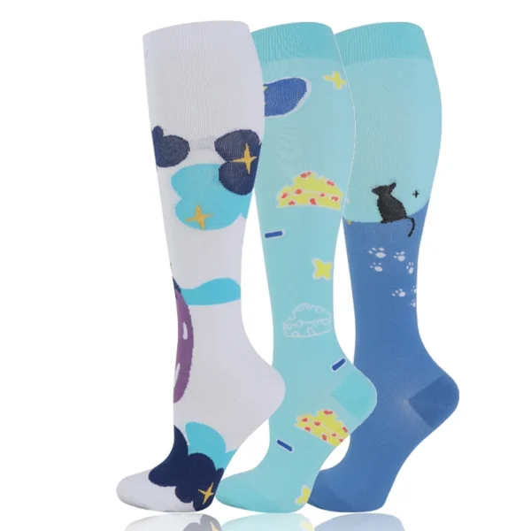 58 Styles 3 Pairs/Pack Compression Socks Knee High 30MmHg  Women Men Sports Socks Edema Diabetes Varicose Veins Running Socks - Image 15