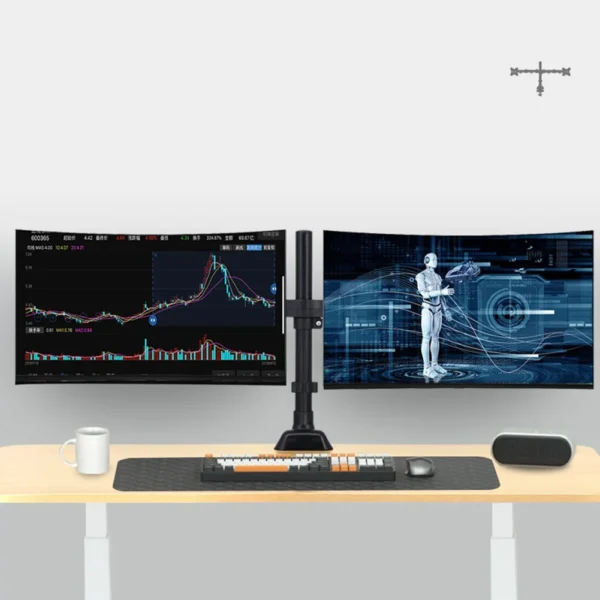 Single/Dual Monitor Stand Holds Up To 19.84 Lbs Desk Mount Stand Adjustable Height and Angle for 17 To 32 Inch Computer Screens - Image 3