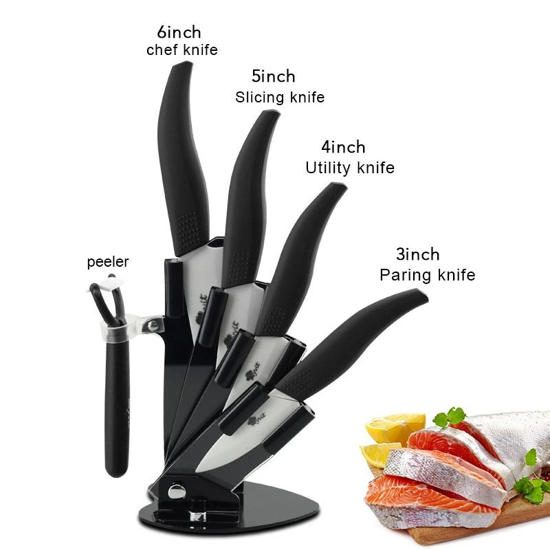 Ceramic Knives Set for Kitchen Unit 3 4 5 6 Inch Utility Fruit Slicing Peeler with Sheath Black Zirconia Blade Bread Chef Knife 14 Ceramic Knives Set for Kitchen Unit 3 4 5 6 Inch Utility Fruit Slicing Peeler with Sheath Black Zirconia Blade Bread Chef Knife - Image 14