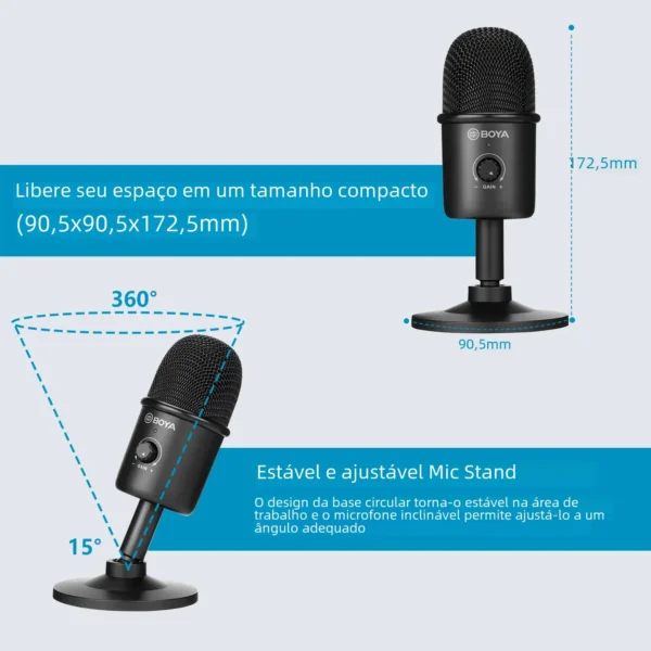 BOYA BY-CM3 USB Condenser Desktop Microphone With Recording for Laptop Windows Mac Studio Video Mode for Youtube Live Streaming - Image 2