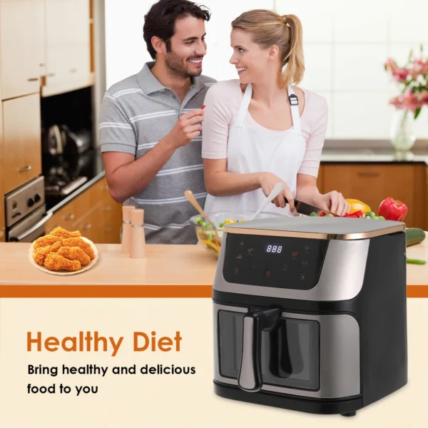 Air Fryer 12L Stainless Steel Visible Large Capacity Electric Oven Touch Screen Multifunctional Electric Fryer EU Plug - Image 3