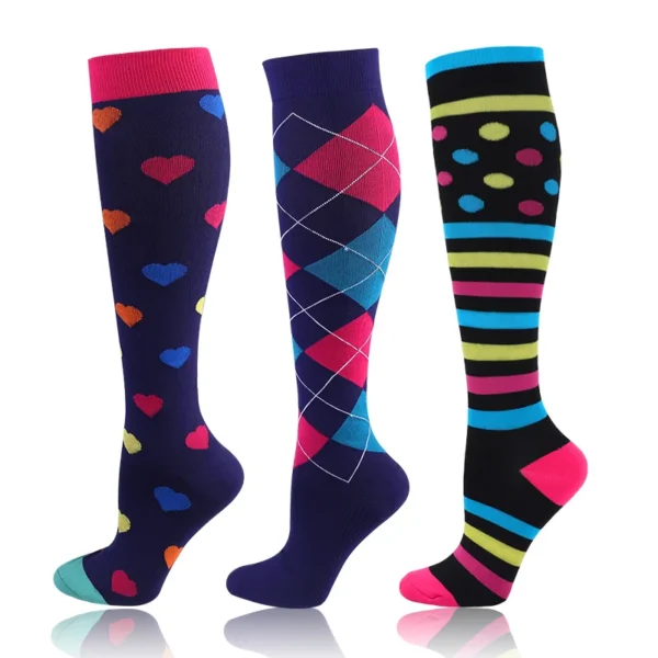 58 Styles 3 Pairs/Pack Compression Socks Knee High 30MmHg  Women Men Sports Socks Edema Diabetes Varicose Veins Running Socks - Image 46
