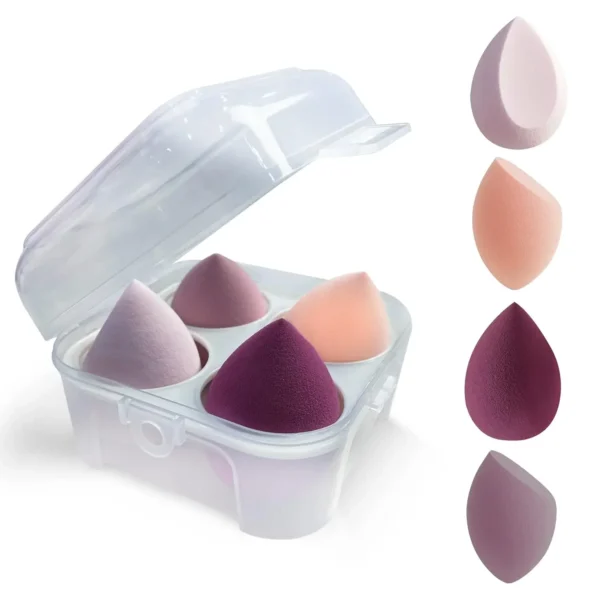 4-Pack Multifunctional Beauty Blenders, for Foundation, Cream & Liquid Cosmetics, Ultra-Soft Makeup Sponges with Storage Case