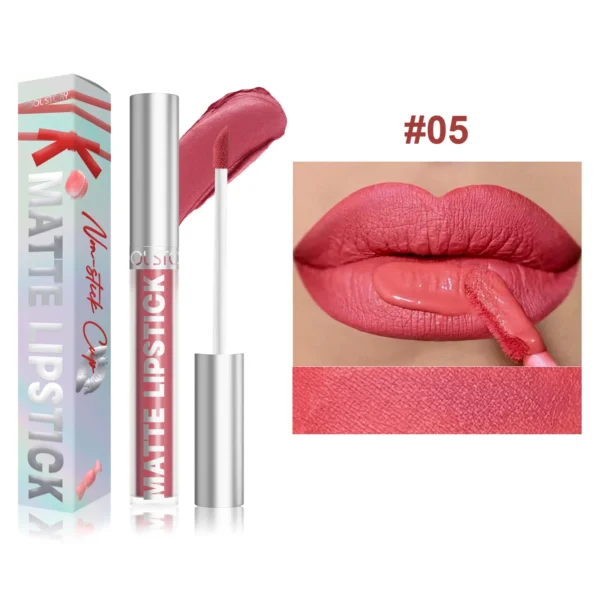 Velvet Matte Lip Glaze Easy To Color Dark Red Matte Liquid Lipstick Waterproof Lasting Moisturizing Brown Lip Gloss Cosmetic 1pc - Image 9