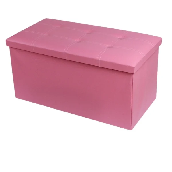 Large Capacity Folding Storage Stool, Leather Multifunctional Ottoman Seat Stool Footstool Toy Storage Box Bedroom Living Room - Image 12