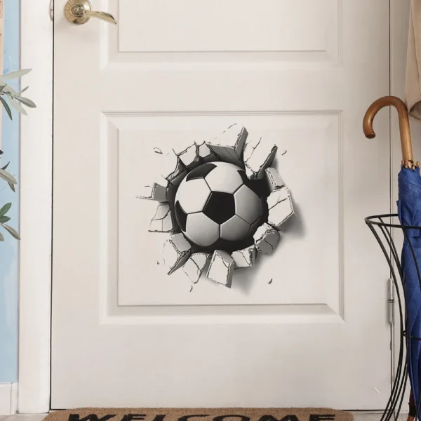 Creative Broken Wall Football Wall Stickers Kids Room Background Decor Mural Child Bedroom Home Decoration Self-adhesive Decals - Image 3