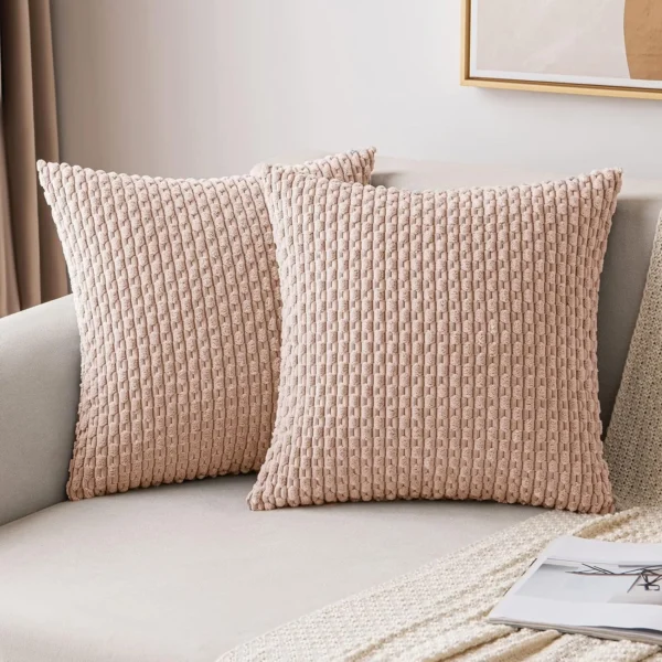 Spring Sage Green Decorative Throw Pillow Covers 18x18 Soft Corduroy Striped Square Pillow Covers for Couch Living Room Bed Sofa - Image 15