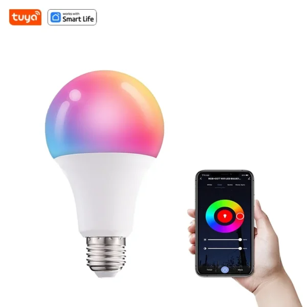 Bluetooth Remote Control LED Night Light Bulb E27 RGB 220V 15W Dimmable LED Lamp For Bedroom Decor Work With Tuya Smart Life APP - Image 8
