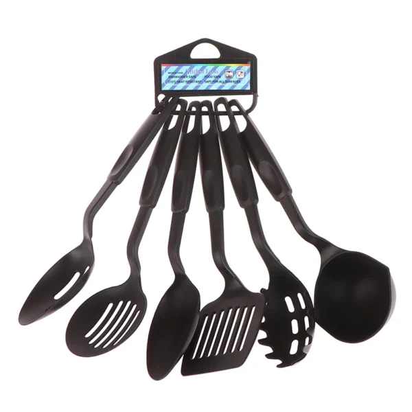 6Pcs Nylon Multifunction Black Shovel Spoon Soup Ladle Spatula Set Non-Stick Kitchenware Cooking Tools