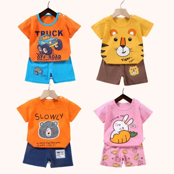 2PCS mother Kids Clothes Children's Sets Boys Girl T-shirt Shorts Summer Cotton Short sleeve Baby Children Clothing Toddler Suit