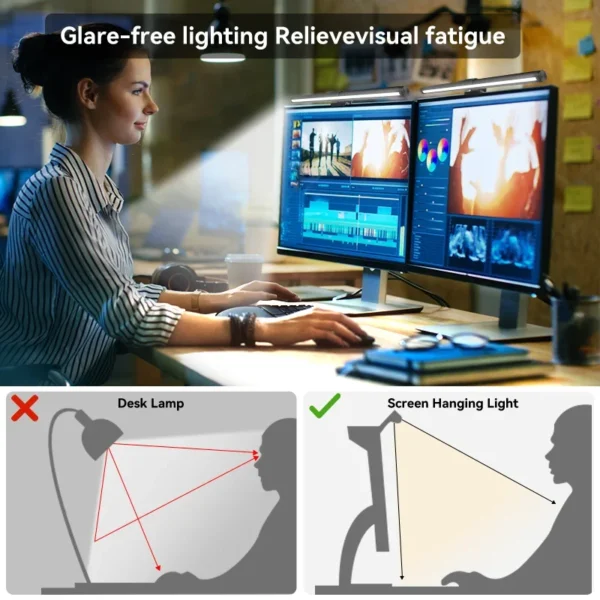 LED Monitor Light Bar Computer Screen Hanging Lights RGB  Atmosphere Table Lamp For Work Study Read Gaming Dimming Lighting 44cm - Image 6