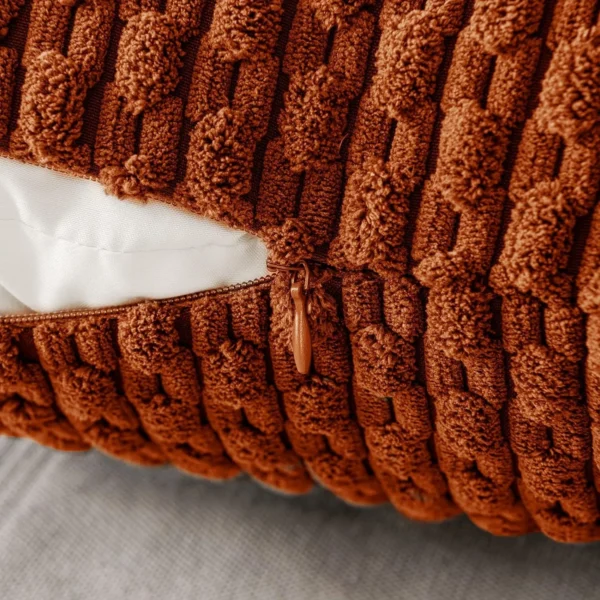 Boho Striped Decorative Throw Pillow Covers, Soft Corduroy Double-sided Fluffy Farmhouse Couch Pillow Covers, Orange 40/45/50CM - Image 5