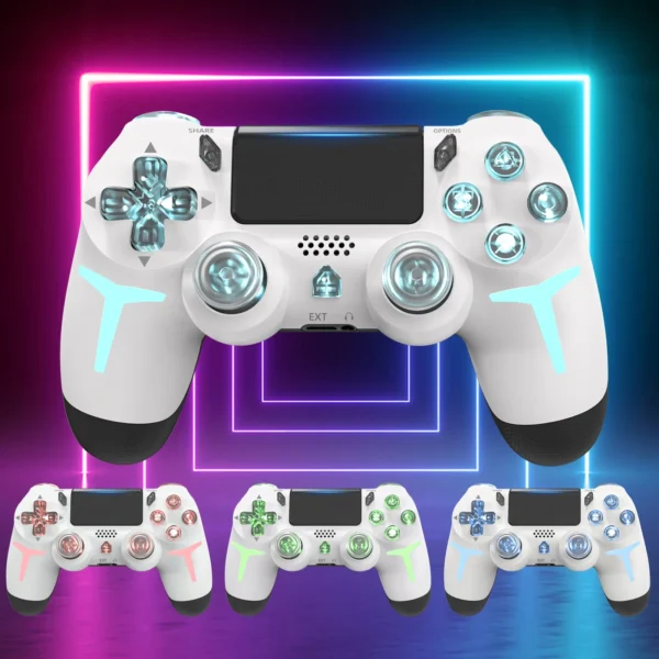 GAMINJA RGB Light Wireless Game Controller For PS4 PS3 Console Computer PC LED Bluetooth Gamepad 6-axis Gyroscope Dual Vibration - Image 3