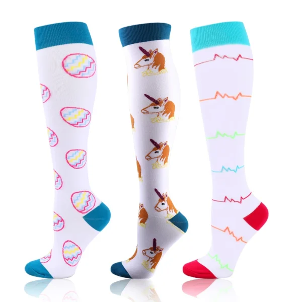 58 Styles 3 Pairs/Pack Compression Socks Knee High 30MmHg  Women Men Sports Socks Edema Diabetes Varicose Veins Running Socks - Image 25