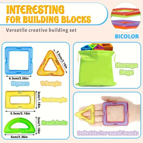 Magnetic Building Blocks DIY Magnets Toys, Big Size STEM Construction Set Toys, Learning Educational Magnet Toys, Random Colors - Image 6
