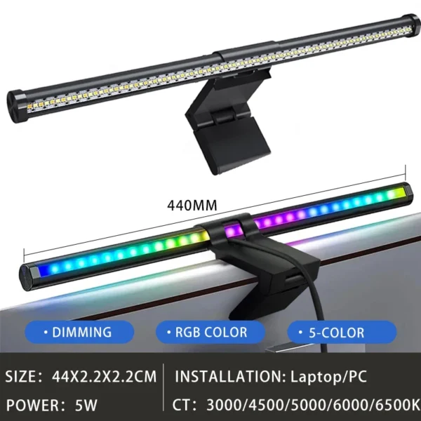 Led Computer Monitor Light Bar Desk Lighting Screen USB RGB Lamp For Study Reading Table Stepless Dimming Lamp Timing 50CM/33CM - Image 11