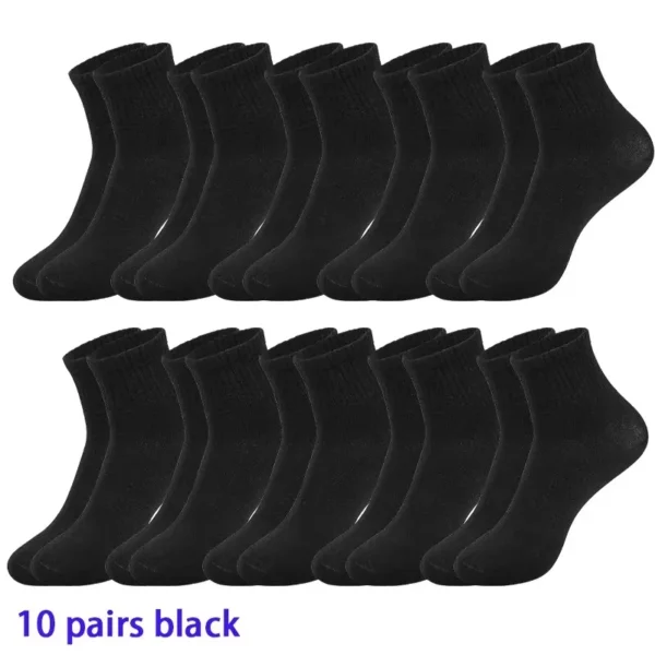 4/5/8/10/20 Pairs of MEN'S AND WOMEN'S Black Cotton Business Mid Length Soft and Warm Autumn/winter Solid Color Casual Socks - Image 18