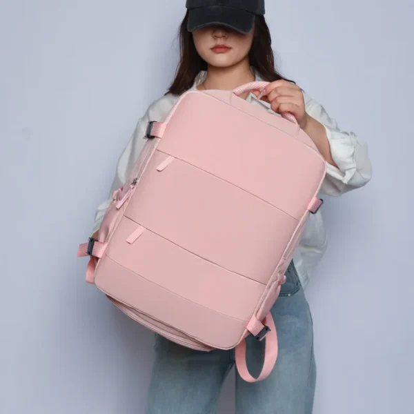 Large Capacity Multifunctional Solid Color Backpack, Suitable for High School and College Students' Business Commuting Travel - Image 4