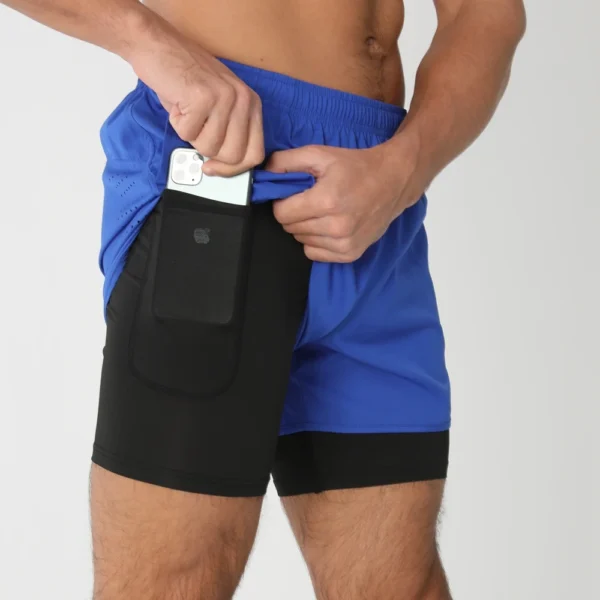 New men's running double-layer shorts quick-drying fitness 2-in-1 shorts men's sports workout training bodybuilding shorts male - Image 3