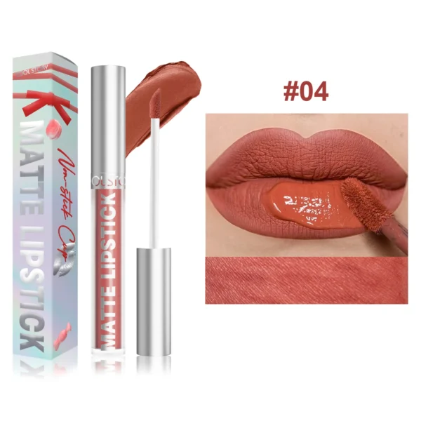 Velvet Matte Lip Glaze Easy To Color Dark Red Matte Liquid Lipstick Waterproof Lasting Moisturizing Brown Lip Gloss Cosmetic 1pc - Image 12