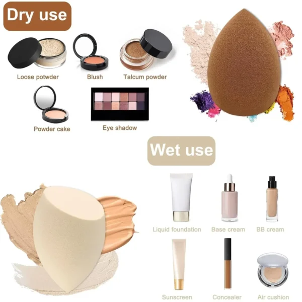 4-Pack Multifunctional Beauty Blenders, for Foundation, Cream & Liquid Cosmetics, Ultra-Soft Makeup Sponges with Storage Case - Image 5