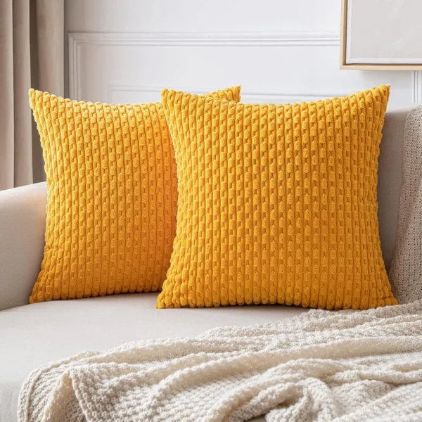 Spring Sage Green Decorative Throw Pillow Covers 18x18 Soft Corduroy Striped Square Pillow Covers for Couch Living Room Bed Sofa - Image 14