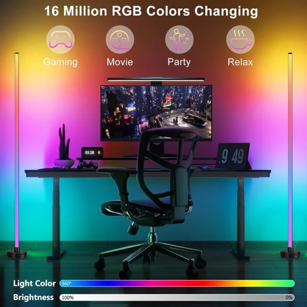 Smart LED Floor Lamp RGB Remote & APP Control Music Sync Corner Lighting Timer Modern Mood Standing Lamp for Living Room Gaming - Image 2