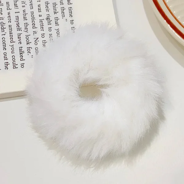New Colorful Fluffy Hair Band For Women Girls Ponytail Holder Hair Tie Plush Scrunchie Rubber Band Fashion Hair Accessories - Image 7