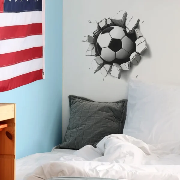 Creative Broken Wall Football Wall Stickers Kids Room Background Decor Mural Child Bedroom Home Decoration Self-adhesive Decals - Image 6