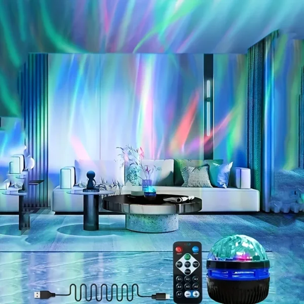 USB Galaxy Projector Aurora 5V Night Light 360° Rotating GB Colorful NightLights with Remote Control for Home Theater Room Deco - Image 5