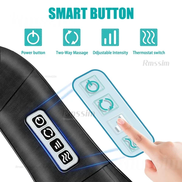 Shiatsu Neck and Shoulder Massager Heated Back Massager U Shape Deep Kneading Electric Massage Pillow For Neck Waist Leg Body - Image 4