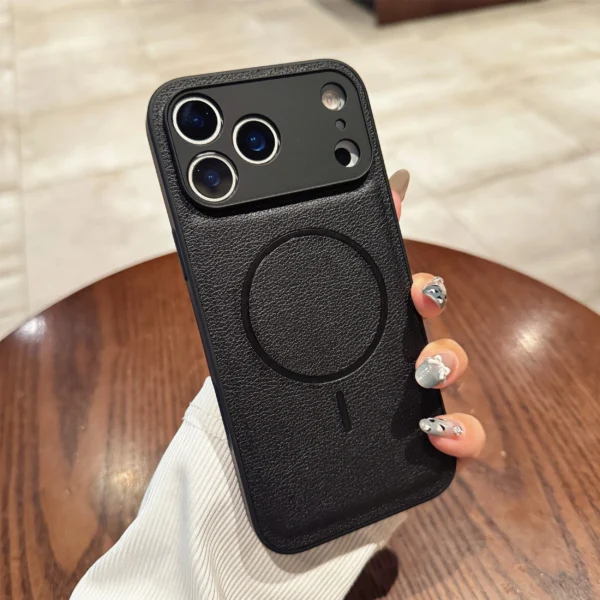 For Iphone17promax Magnetic Case Leather Pattern Matte Phone Case for IPhone 17 16 14 15 13 12 Pro Max Plus 11 for Magsafe Cover - Image 8